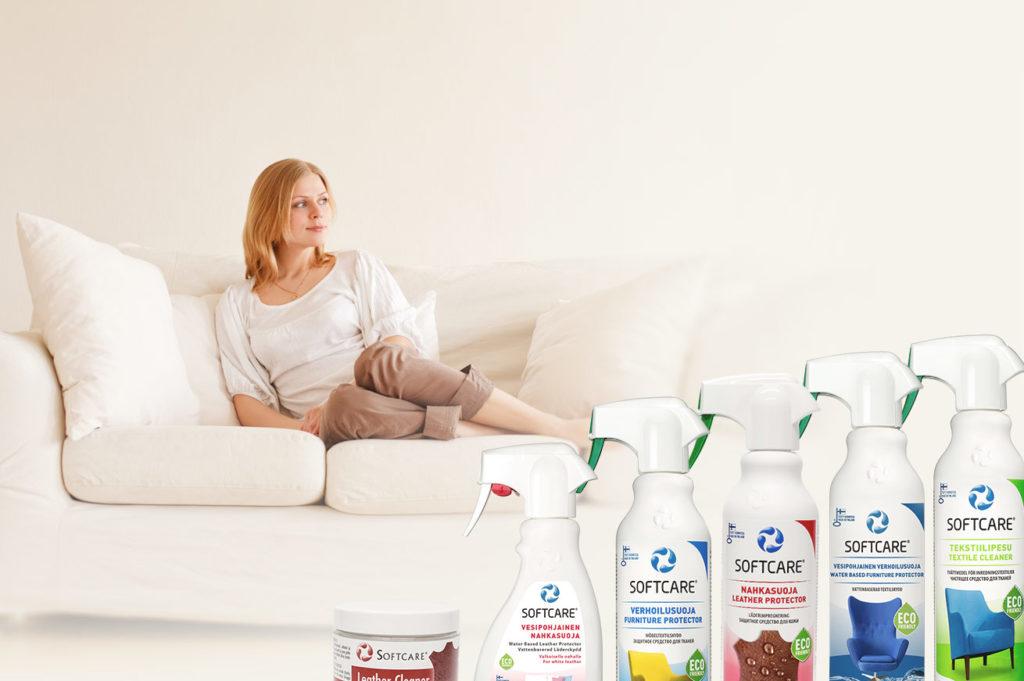 Person sitting on the leather sofa