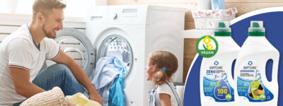 Father and daughter washing laundry